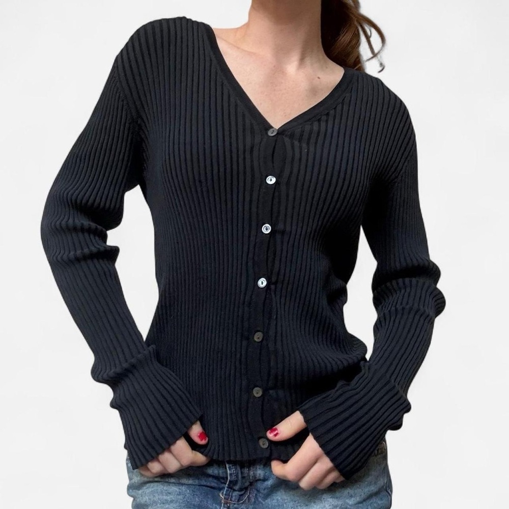 Classiques Entier Vintage black silk ribbed cardigan